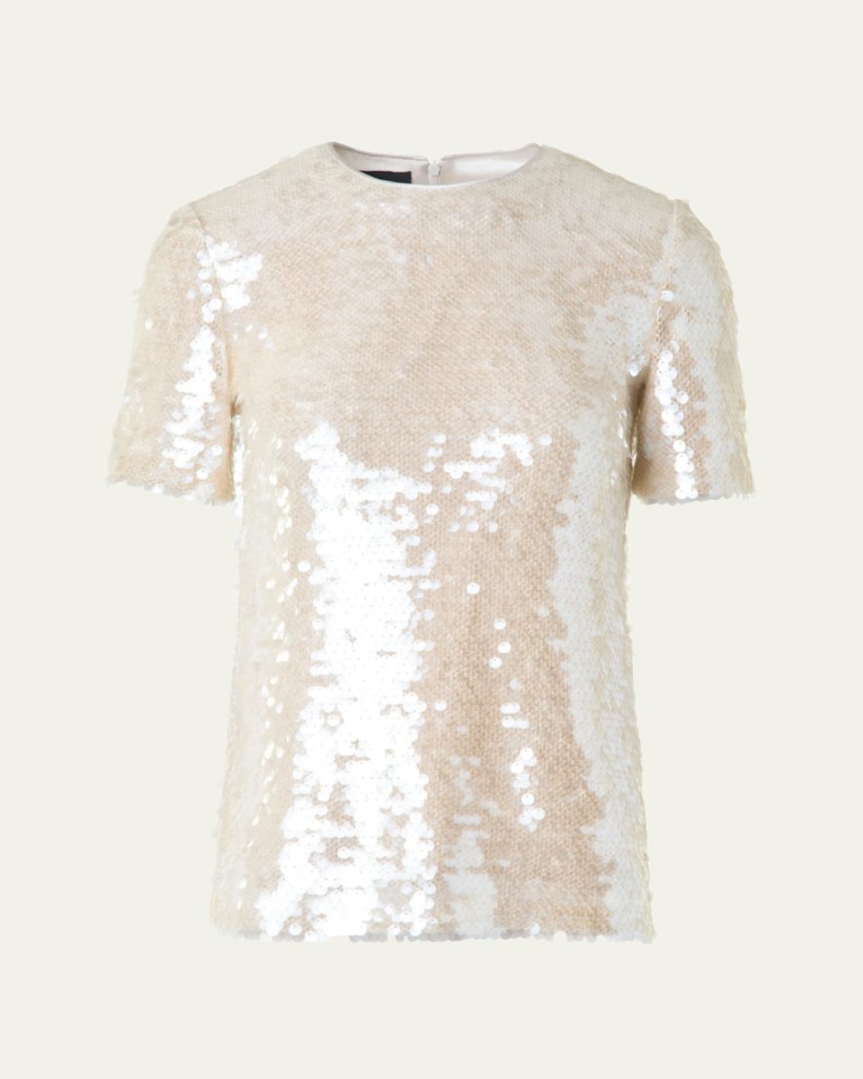Sequined Sheer Shoulder Blouse